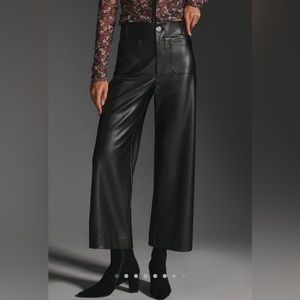Anthropologie Colette Cropped Wide-Leg Faux Leather Pants